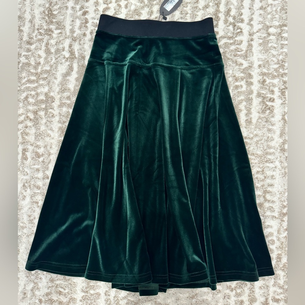 NWT Emerald Green Velour Midi Skirt